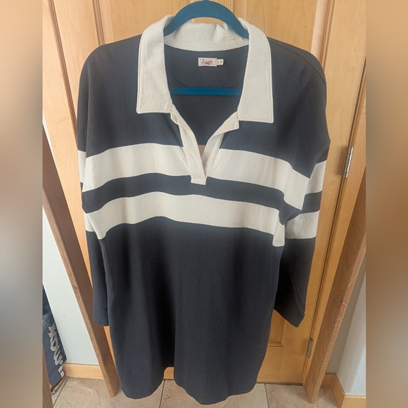 Faherty Navy and White Striped Polo Dress - Picture 3 of 10